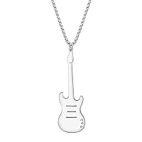 RAIDIN 18K Gold Silver Plated Stainless Steel Novelty Electric Guitar Pendant Necklace for Women Girls Kids Music Lovers Jewelry Gifts for Party Favors Charms