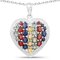 14K Yellow Gold Plated 5.48 Carat Genuine Sapphire .925 Streling Silver Pendant