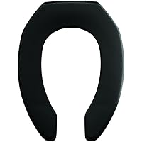 CHURCH 295CT 047 Commercial Open Front Toilet Seat without Cover will Never Loosen & Reduce Call-backs, ELONGATED, Plastic, Black