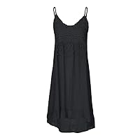 Juniors Sleeveless Spaghetti Strap Dresses Dresses for Women Lace Beach Hawaiian Pleated Midi Dresses 2024