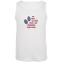 Animal World 4th Of July Patriotic Dog Paw White Adult Tank Top - X-Large