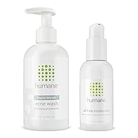 humane Regular-Strength Acne Wash and Oil-Free Moisturizer Bundle - 5% Benzoyl Peroxide Acne Treatment