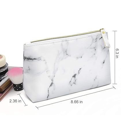 LKE Marble Makeup Bags, Cosmetic Display Cases Waterproof Marble Travel Cases Portable Makeup Bags Makeup Organizers(8.66x6.3x2.36Inches) (Marble Makeup Bags)