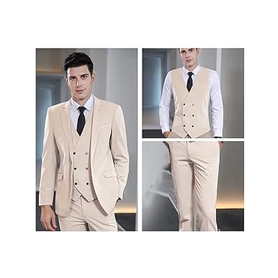 Men's 3 Piece Suit Slim Fit Suits One Button Blazer Vest Pants Formal  Business Wedding Prom Suits