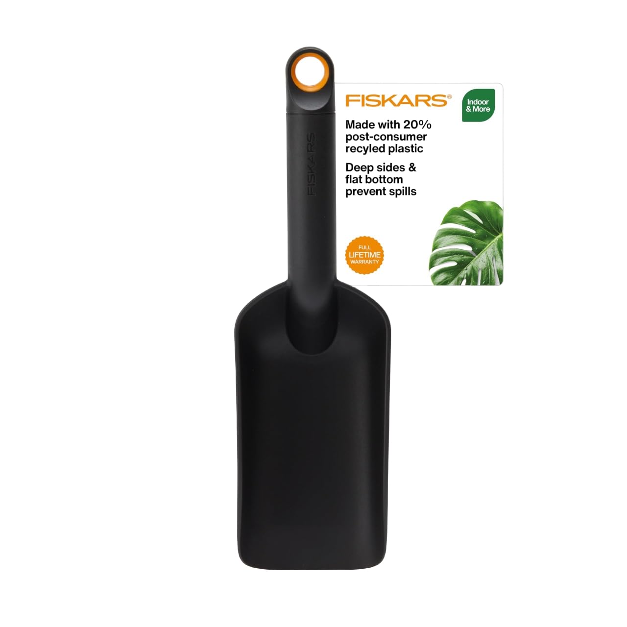 FISKARS Soil Scoop (1.5 c) for Potting and Transplanting with Flat Bottom - Indoor Gardening - Made with Durable Recycled Plastic