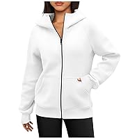 Cute Drawstring Zip Up Solid Color Hoodies For Women With Pocket Autumn Fashion Casual Long Sleeve Jacket Oversized