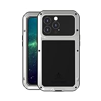 LOVE MEI for iPhone 13 Pro Case, Outdoor Sports Waterproof Military Heavy Duty Shockproof Dust/Dirt Proof Hybrid Aluminum Metal+Silicone+Tempered Glass Case Hard Cover for iPhone 13 Pro 6.1'' (Silver)