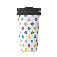 Blue Polka Dot Pattern Print Thermal Coffee Mug,Travel Insulated Lid Stainless Steel Tumbler Cup For Home Office Outdoor