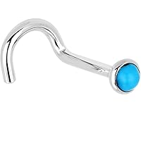 Body Candy Solid 14k White Gold 2mm Turquoise Right Nose Stud Screw 18 Gauge 1/4