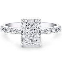 Bo.Dream 1.5/2/3 Carats Radiant Cut Cubic Zirconia CZ Engagement Rings Platinum Plated Sterling Silver