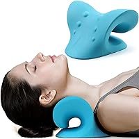 Neck Stretcher for Neck Pain Relief, Neck Cloud and Shoulder Relaxer, Cervical Traction Device for TMJ Pain Relief and Cervical Spine Alignment, Chiropractic Pillow Neck Stretcher (Blue)