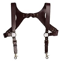 FEESHOW Vintage Medieval Leather Suspender H-Back Steampunk Suspenders with Adjustable Buckle for Men Party Cosplay Clubwear