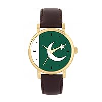Pakistan Flag Watch 38mm Case 3atm Water Resistant Custom Designed Quartz Movement Luxury Fashionable