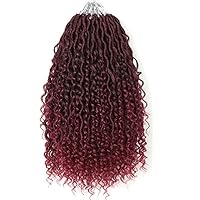 18Inch Goddess Faux Locs Crochet Braids Curly Hair Extensions Braiding Hair For Black Women Hair wine red 18inches#5Pcs/Lot