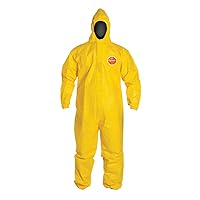 Tychem 2000 QC127S Disposable Chemical Resistant Coverall with Hood, Elastic Cuff and Serged Seams, Yellow, 2X-Large (Pack of 12)