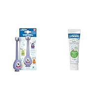Dr. Brown's ToothScrubber Toddler Toothbrush, Three-Sided, Ages 1-4 Years & Fluoride-Free Baby Toothpaste, Mixed Fruit, 1.4oz, 0-3 Years
