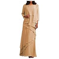 2 PC Floor Length Chiffon Women Dress Plus Size Tiered Mother of The Bride Dress Formal Evening Dress Women Outfits