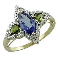 Carillon 0.65 Carat Tanzanite Marquise Shape Natural Non-Treated Gemstone 10K Yellow Gold Ring Engagement Jewelry for Women & Men