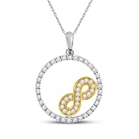 10kt Two-tone Gold Womens Round Diamond Infinity Circle Pendant 1/4 Cttw