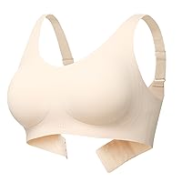 Momcozy Seamless Bra for Women, EB007 Comfort Soft Support Bra, Wireless Full-Coverage Everyday Bra Invisible Bralette Almond