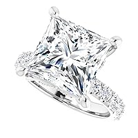JEWELERYIUM 5 CT Princess Cut Colorless Moissanite Engagement Ring, Wedding/Bridal Ring Set, Solitaire Halo Style, 10K Solid White Gold Vintage Antique Anniversary Promise Rings Gift for Her