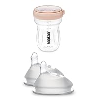 haakaa Gen.3 Silicone Orthodontic Bottle Nipple&Glass Baby Food Storage Jar Set-Teat Attachment Compatible with Baby Bottles|Food Storage Container Airtight Lid