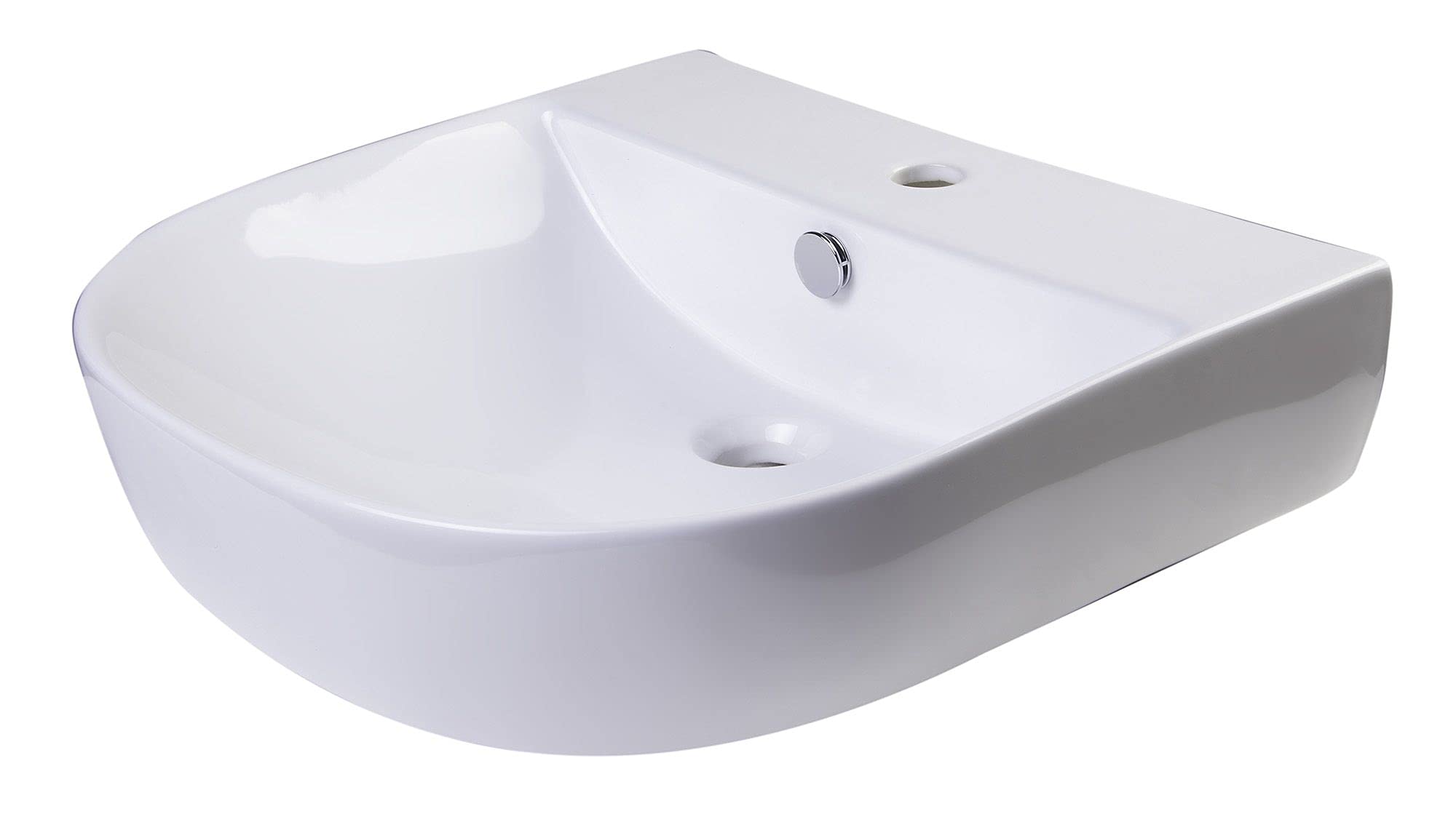 ALFI brand AB110 D-Bowl Porcelain Wall Mounted Bath Sink, 20