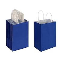 50 Pack 5.25x3.25x8.25 inch Small Paper Bags with Handles Bulk, Oikss Kraft Bags Birthday Wedding Party Favors Grocery Retail Shopping Business Goody Craft Gift Bags Cub Sacks (Royal Blue 50PCS Count)