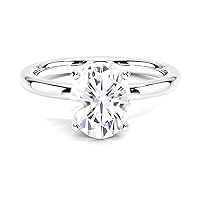 2 Oval Cut Moissanite Engagement Ring In 14K White Gold & 925 Sterling Silver Solitaire Wedding Ring Promise Ring Anniversary Ring Gift For Her