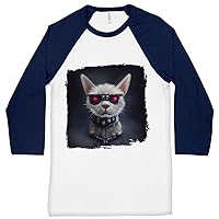 Cyborg Baseball T-Shirt - Cat Design T-Shirt - Cool Design Tee Shirt