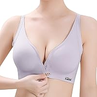 Women's Comfortable Sexy Front Breast Fold Breastfeeding Adjustable Back Traceless Bra Compression Bras