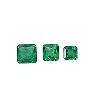 TGSC 2.56 Ct Natural Luster Emerald Square Shape Size 4.50 To 6.50 mm Cut Faceted Loose Gemstone Best For Jewelry-3 Pcs Mix Size Lot- AAA Quality Emerald