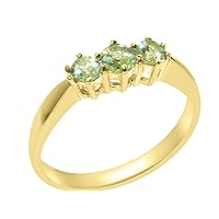 18k Yellow Gold Natural Peridot Womens Trilogy Ring - Sizes 4 to 12 Available