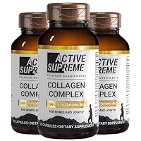 3 Pack Collagen Pills Type 2 for Joint and Cartilage Support - Grass Fed Beef Collagen Hydrolyzed Type 2 Capsules with Vitamin C and Hyaluronic Acid