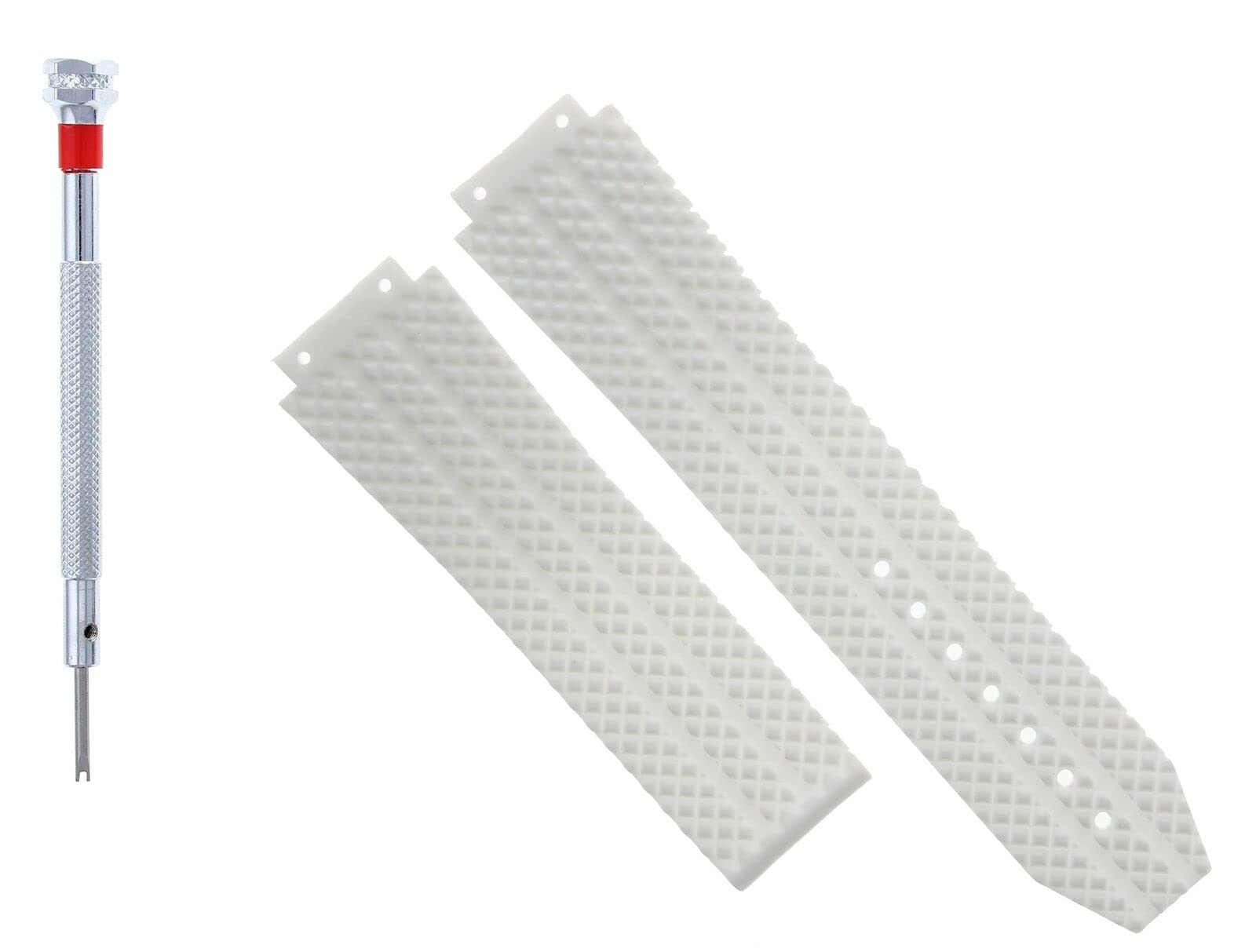 Ewatchparts 24MM RUBBER WATCH STRAP BAND COMPATIBLE WITH HUBLOT 44-45MM BIG BANG + SCREWDRIVER WHITE