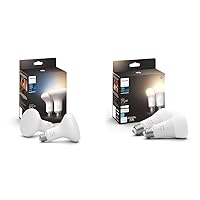 Hue Smart 85W BR30 LED Bulb - White Ambiance Warm-to-Cool White Light - 2 Pack - 1200LM & Smart 75W A19 LED Bulb - Soft Warm White Light - 2 Pack - 1100LM - E26 - Indoor