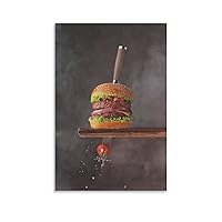 Posters Tasty Delicacies Poster Beef Burger Poster Burger Store Poster Restaurant Art Poster Canvas Wall Art Prints for Wall Decor Room Decor Bedroom Decor Gifts 08x12inch(20x30cm) Unframe-style