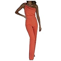 Women's Jumpsuits, Rompers & Overalls Fashion Temperament Solid Color Sleeveless Jumpsuit Rompers Overalls