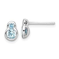 925 Sterling Silver Rhodium Plated Polished Swiss Blue Topaz Post Earrings Measures 7.6x5.5mm Wide Jewelry for Women