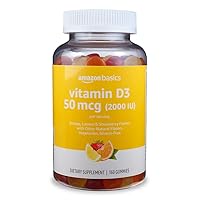 Vitamin D3 2000 IU Gummies, Orange, Lemon & Strawberry, 160 Count (2 per Serving) (Previously Solimo)