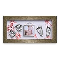 Momspresent Baby Hand Print and Foot Print Deluxe Casting kit with Gold Frame5 Silver