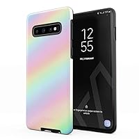 Compatible with Samsung Galaxy S10 Case Pastel Rainbow Unicorn Colors Ombre Pattern Holographic Dye Pale Kawaii Aesthetic Shockproof Dual Layer Hard Shell + Silicone Protective Cover