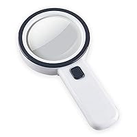Qiangcui Appreciation high-Definition Handheld Reading HD Magnifying glasss12 LED high-Definition Double-Layer Glass Lens with Light Detection Observation Magnifying Glass