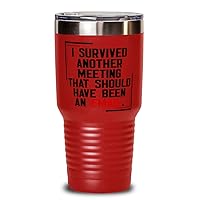 Pioneer Woman Tumbler, I Just Survived 30oz Coffee Red Tumbler, Pioneer Woman Stainless Steel Insulated Lid Mug Cup Present Idea