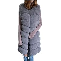 Lisa Colly Women's Faux Fox Fur Coat Jacket Winter Thick Warm Faux Fur Vest Outwear