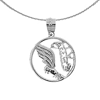 Silver Track And Field Necklace | Rhodium-plated 925 Silver Track & Field Shoe With Wings Pendant with 18