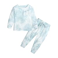 MYGBCPJS 2Pcs Kids Girls Tie Dye Sweatsuit Child Cotton Long Sleeve Outfits Set Sport Tracksuit Tops + Sweatpants
