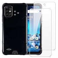Case Cover Compatible with Umidigi Bison X20 4G + [2 Pack] Screen Protector Tempered Glass Film - Soft Flexible TPU Silicone for Umidigi Bison X20 4G (6.53 inches) (Black)