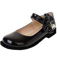 Women Flat Mary Janes Shoes Patent Leather Cute Pumps with Bow Uniform Shoes