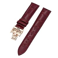 19mm 20mm 22mm Double-Sided Cowhide Watch Bands for Vacheron VC Watch Strap Constantin for Men and Women Cow Leather Bracelets (Color : Red Rose Gold Clasp, Size : 19mm)